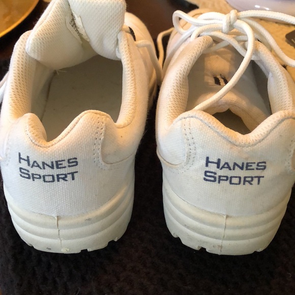 Hanes Sport classic white canvas black trim & logo athletic sneakers - Picture 9 of 10